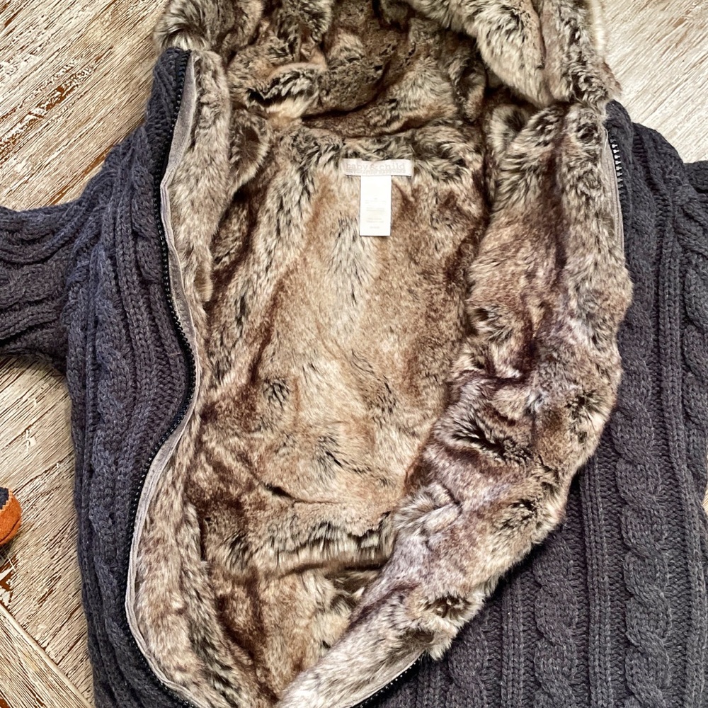 Restoration Hardware Faux Fur Cable Knit Bunting & Booties